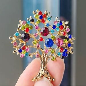 Colorful Gem Tree Brooch